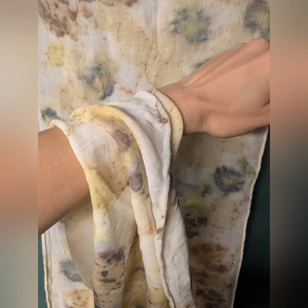 Elegant Eco-Printed Hand Dyed Natural Multicolor Scarf